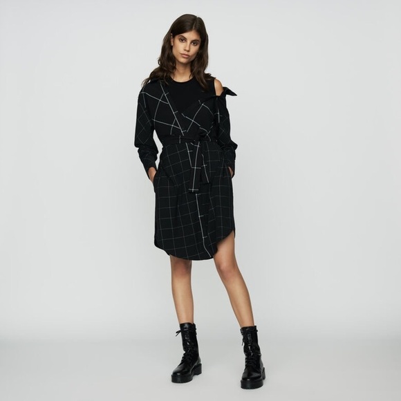 Maje Razak Deconstructed Plaid Cold Shoulder Dress - Picture 3 of 12